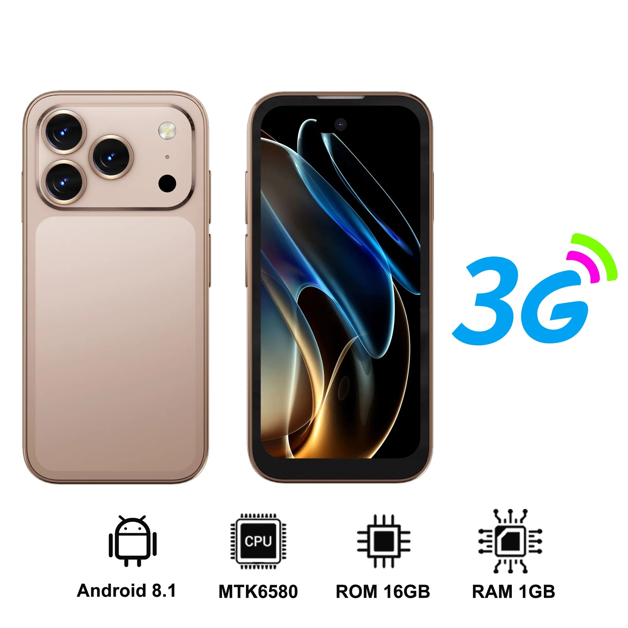 Mini Smartphone SERVO 17 PRO MAX con Pantalla Completa de 3.75'', 3G WCDMA, Doble SIM, GPS, Desbloqueo Facial, Android, Teléfono Móvil Inteligente Pequeño
