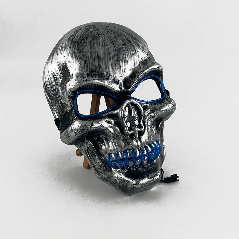 Máscara de calavera malvada, mascarada de Carnaval de Halloween, Casa Encantada, decoración aterradora, esqueleto de Cosplay, Fiesta Temática aterradora, máscara iluminada