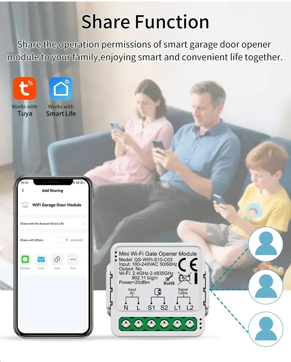 Controlador de Puerta de Garaje Tuya WiFi Zigbee