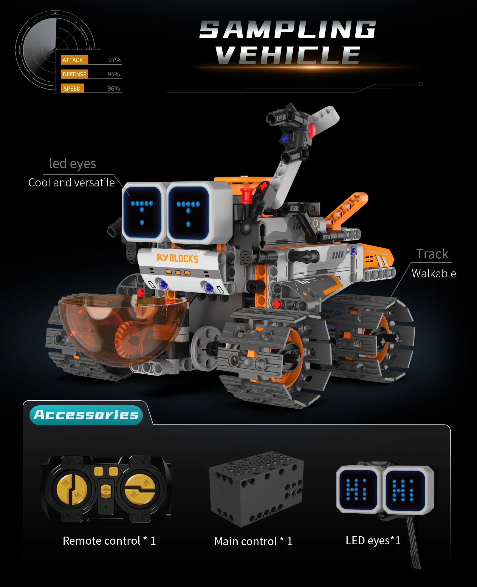 Kit de construcción de robot espacial 5 en 1 con pantalla LED, control remoto de programación Bluetooth: juguete STEM, el regalo de Navidad perfecto