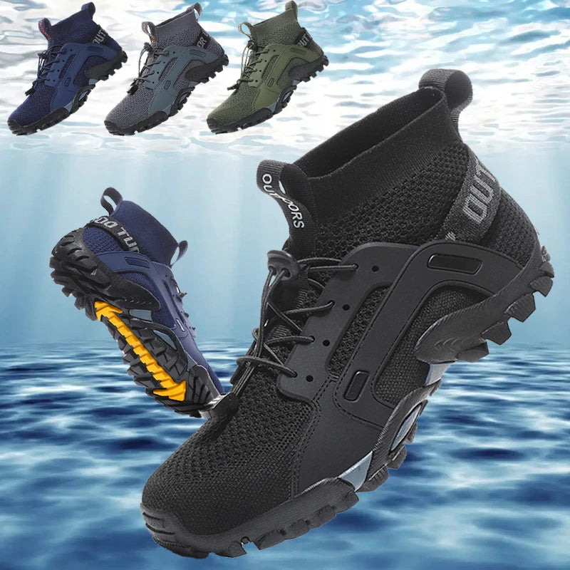 Zapatos acuáticos para hombre 2023, zapatillas antideslizantes de secado rápido, zapatillas de montaña para senderismo, natación, zapatos acuáticos, zapatillas informales suaves para hombre, envío gratis