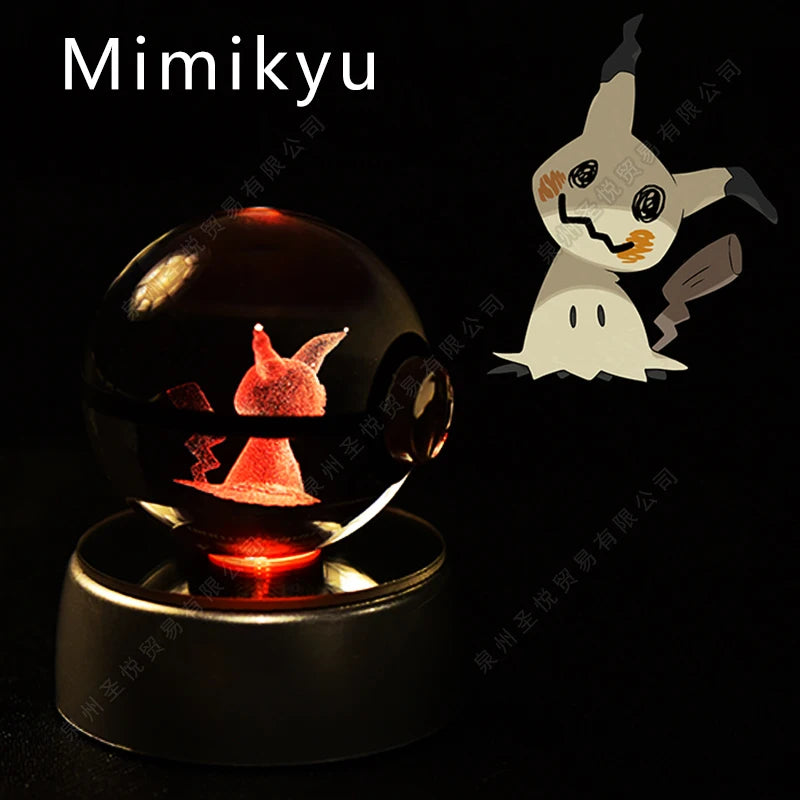 Lámpara Nocturna Pokémon Bola de Cristal 3D Pikachu