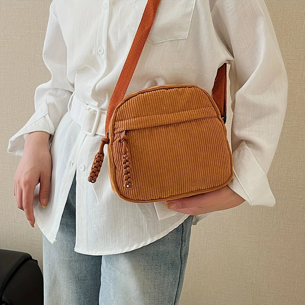 Bolso de Hombro de Pana Vintage Estilo Harajuku