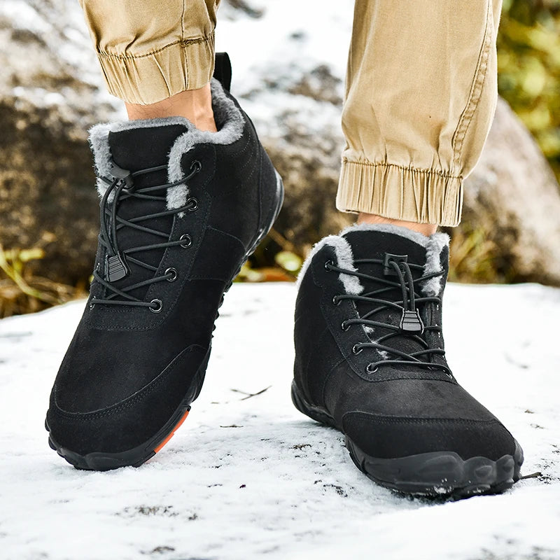Botas de senderismo forradas de felpa para hombre, antideslizantes de invierno