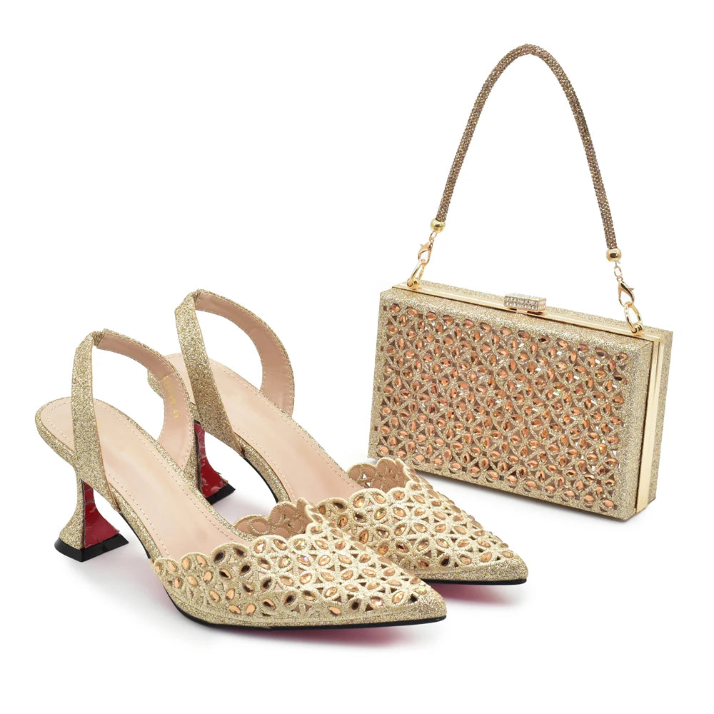 Zapatos de Tacón con Cartera para Mujer - Conjunto de Lujo para Fiestas