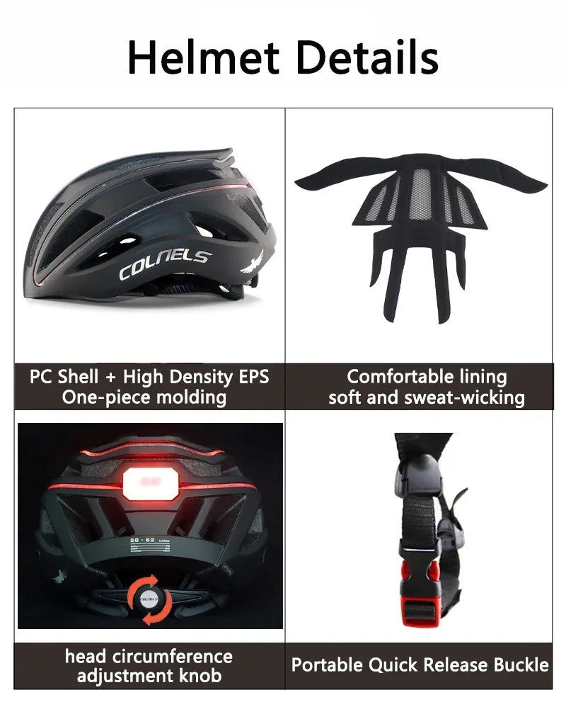 Casco de Ciclismo con Luz LED Trasera Recargable
