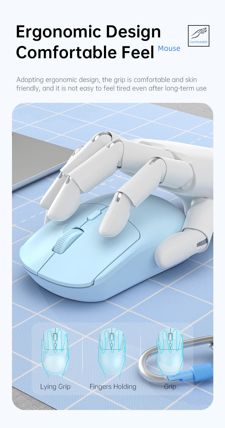Ratón inalámbrico de 2,4G, USB, Bluetooth, ligero, 1600 DPI, ergonómico, silencioso, para juegos, Macbook, escritorio, portátil, iPad