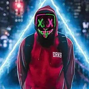 Máscara de Halloween Poptrend, máscara con luz LED, máscara aterradora para Festival, Cosplay, disfraz de Halloween, fiestas de disfraces, regalo de Carnaval