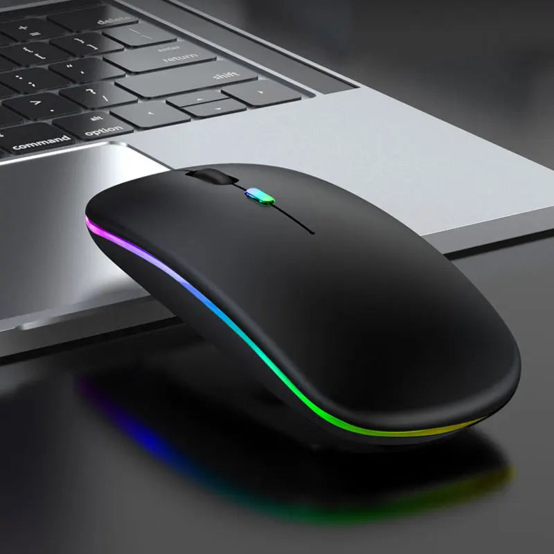 Ratón inalámbrico Bluetooth 5,0 con luz RGB recargable por USB para ordenador portátil, PC, Macbook, 2,4 GHz, 1600DPI