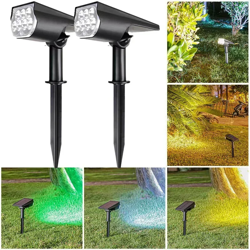 Lámpara de 7LED con energía Solar, foco Solar ajustable en el suelo IP65, luz de pared de paisaje impermeable, iluminación exterior, 1 Uds.