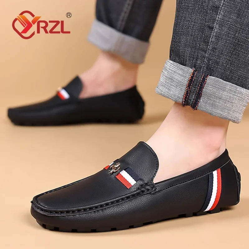 YRZL Mocasines blancos Mocasines de cuero PU negro para hombre Mocasines casuales sin cordones Hombres Mocasines cómodos Zapatos de conducción para hombres