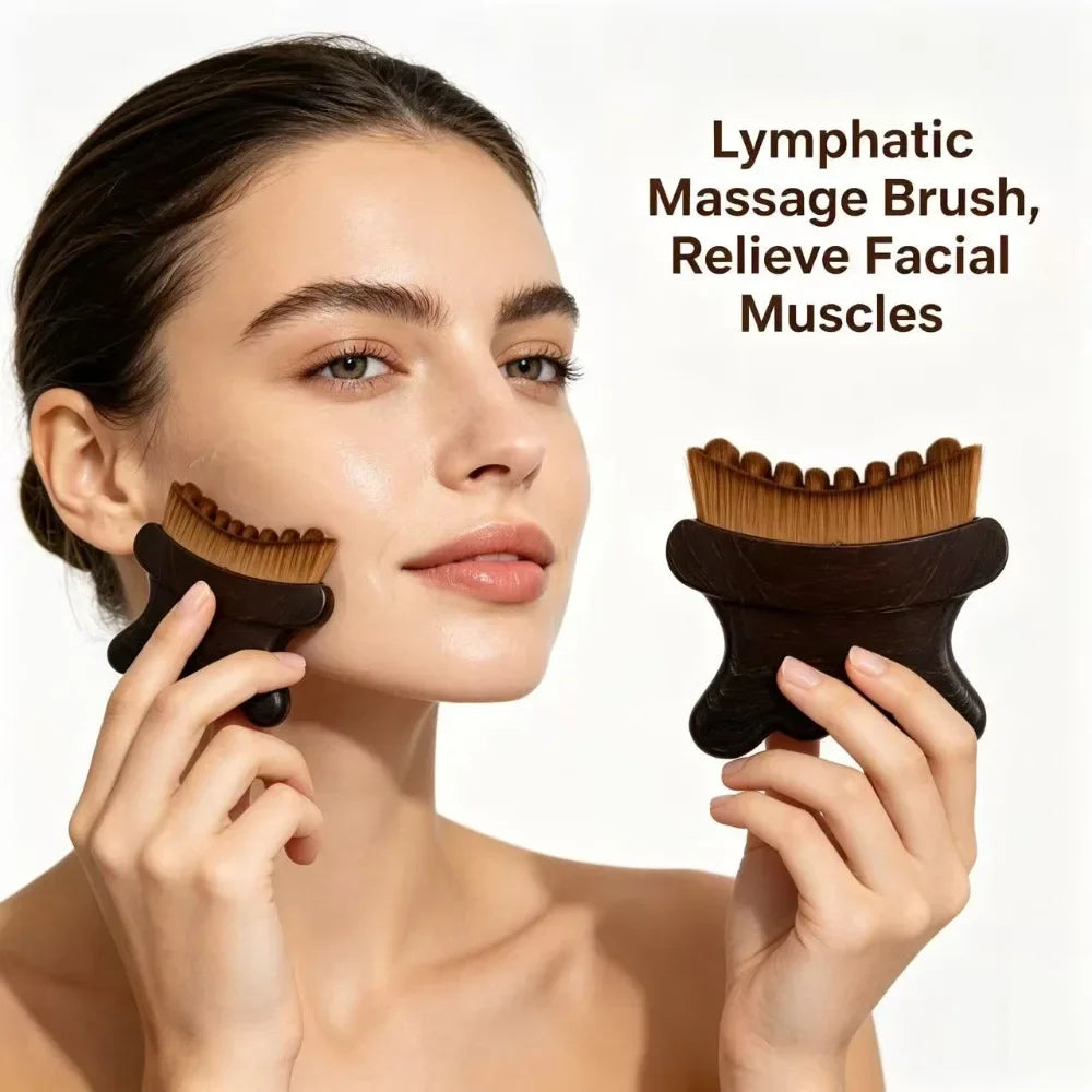 Cepillo Facial para Contorno Linfático, Herramienta Antihinchazón, Masajeador Suave para la Línea de la Mandíbula, Drenaje Linfático, Diseño Ergonómico
