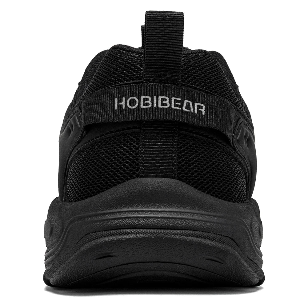 HOBIBEAR Zapatos para caminar unisex con punta ancha, zapatillas deportivas con cordones, para viajes al aire libre, de cuero artificial y malla, para correr