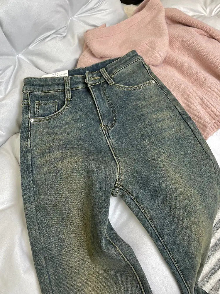 Pantalones Vaqueros Bootcut Vintage con Forro Polar