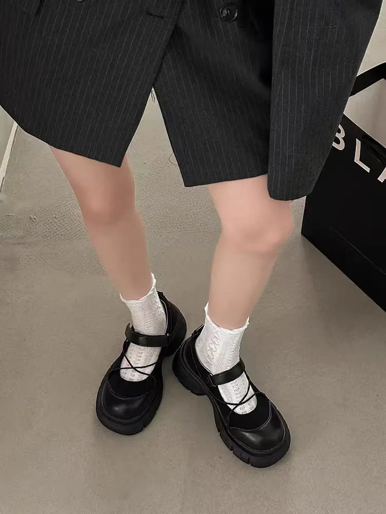 Mocasines Mary Jane con Plataforma para Mujer, Zapatos Casuales con Tacón Grueso y Correa Cruzada, Estilo Dulce y Moderno para Primavera, Citas Diarias y Fiestas