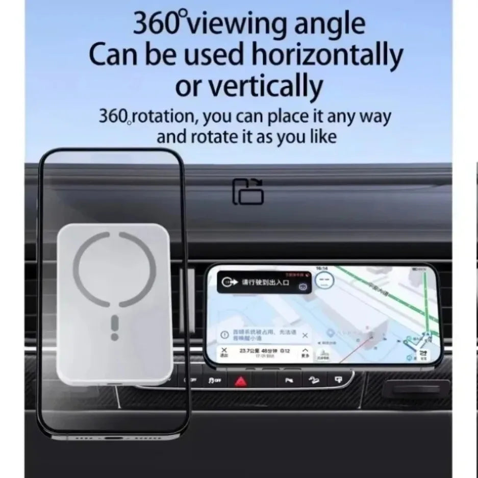 Cargador Inalámbrico Magnético para Coche, Soporte para Teléfono con Ventilación de Aire y GPS para Magsafe iPhone 17 16 15 14 13 12 Pro Max, Carga Rápida para Celular