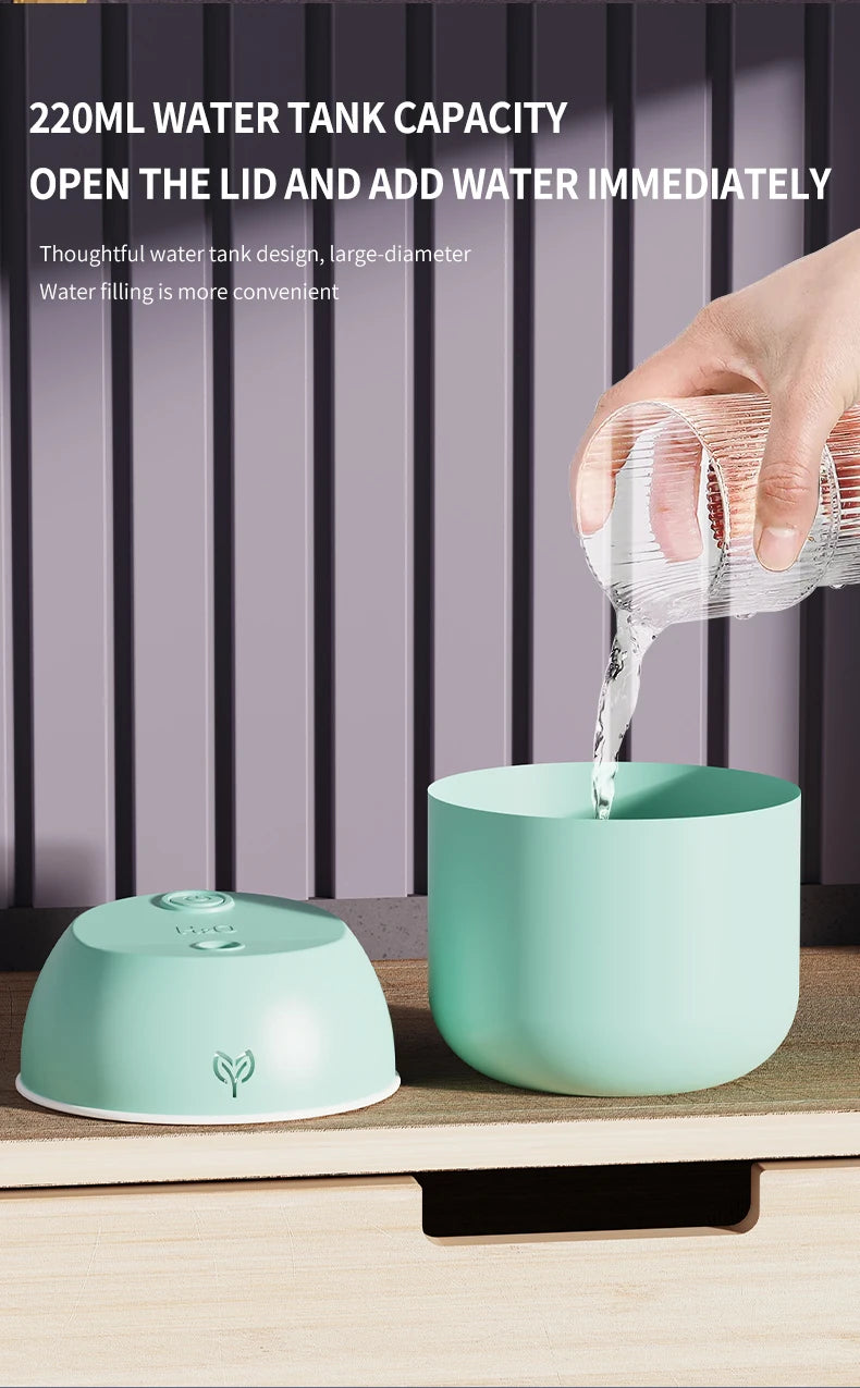 Humidificador ultrasónico USB portátil con difusor de aromas y luz LED