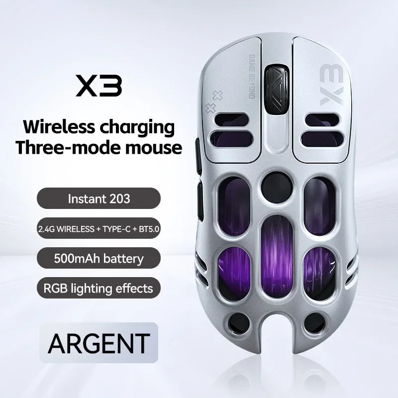 Mouse Gamer Lenovo X3 Triple Modo, RGB, Bluetooth, USB-C, Recargable
