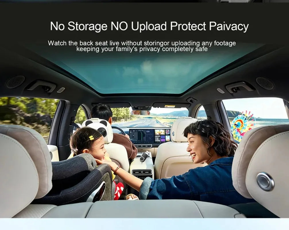 Adaptador Inalámbrico CarPlay Cabin Care, Cámara para Auto HD 1080P para Bebés, 150 °   Monitor de visión nocturna gran angular con pantalla dividida para el asiento trasero