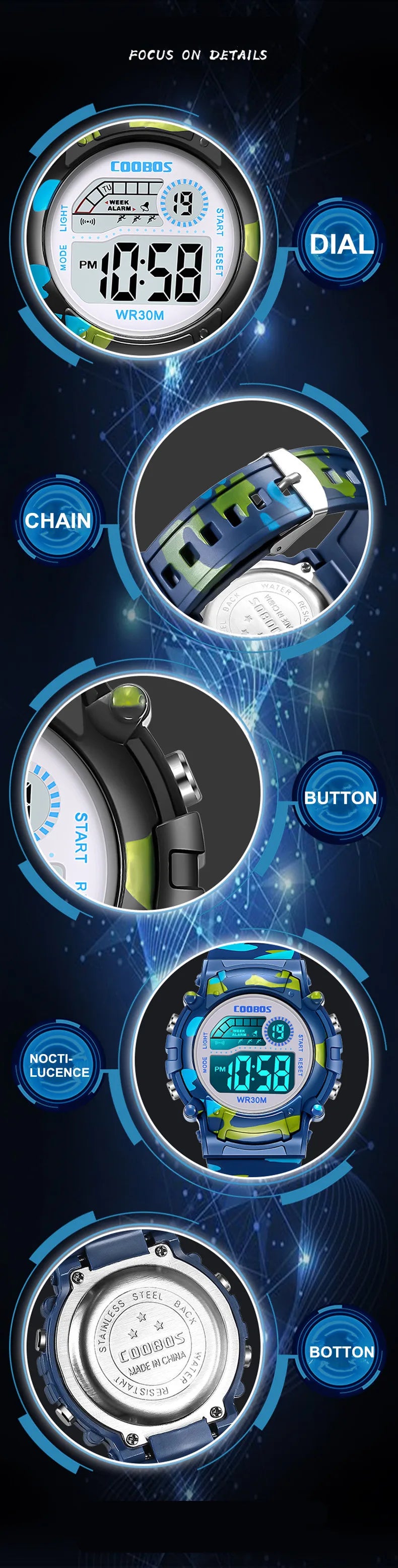 Nuevo reloj militar para niño, niño, niña, deporte, relojes digitales para niños, alarma, fecha, relojes luminosos impermeables, reloj electrónico para estudiantes