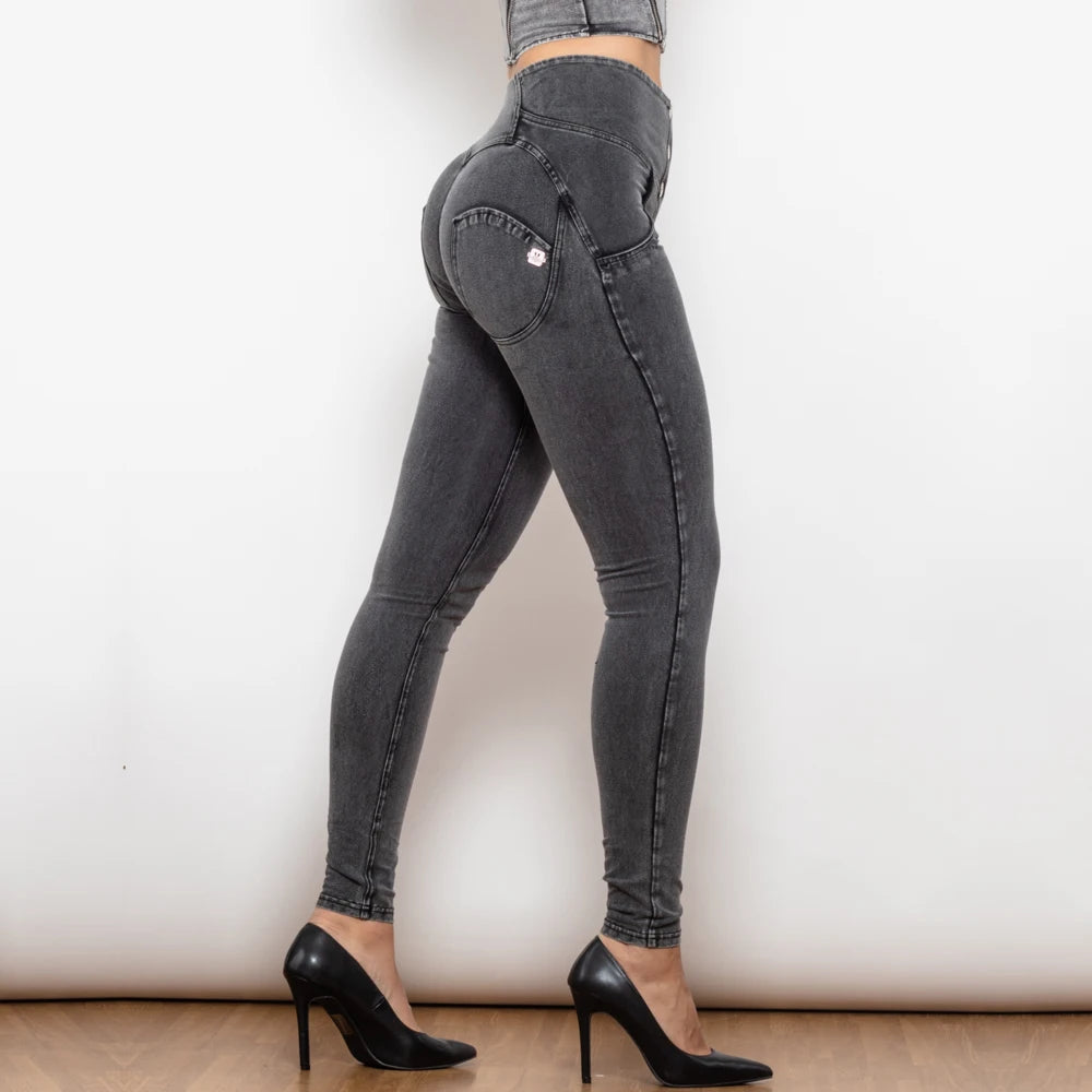 Jeggings con Botones para Mujer, Realce de Glúteos, Cintura Alta