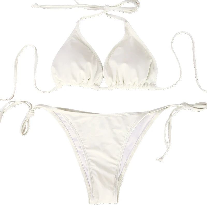 Traje de Baño de Dos Piezas para Mujer, Estilo Clásico de Verano 2026, Estilo Playero, Sexy, con Tirantes, Espalda Descubierta, Bikini