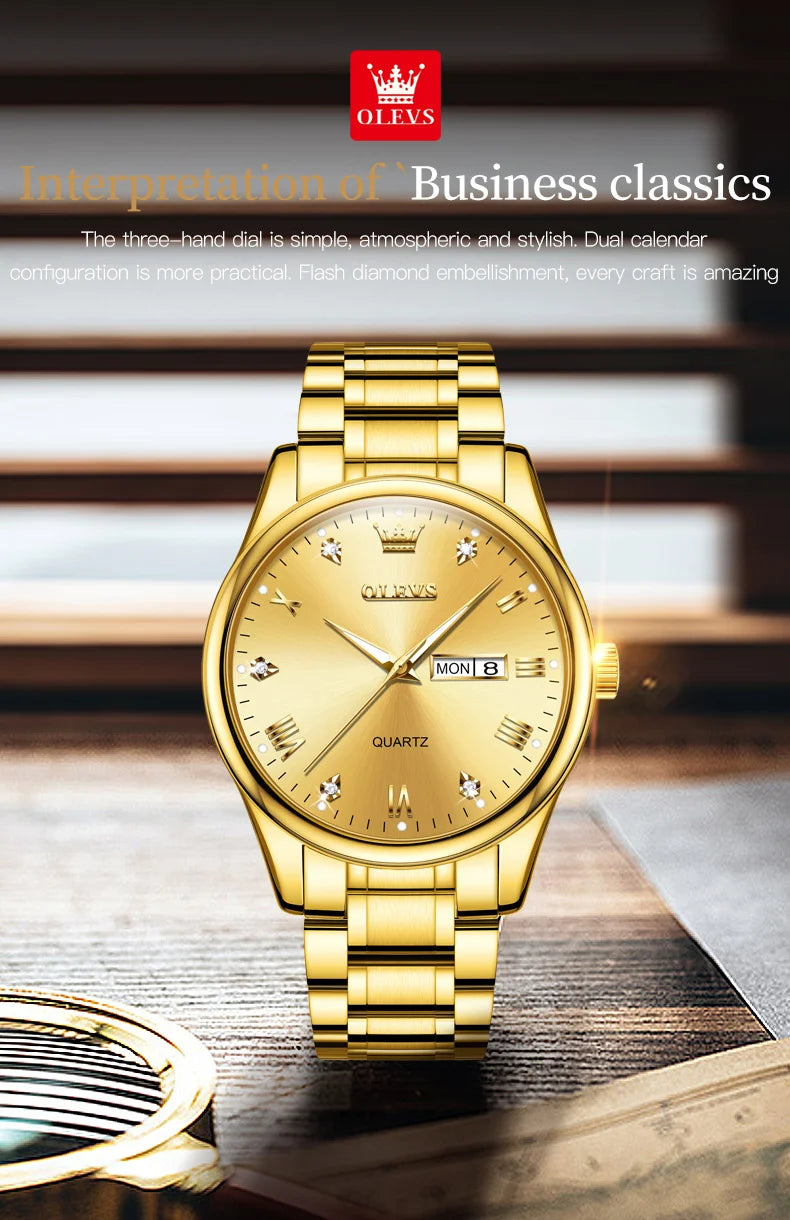 Reloj de Cuarzo OLEVS para Hombre Acero Inoxidable Luminoso