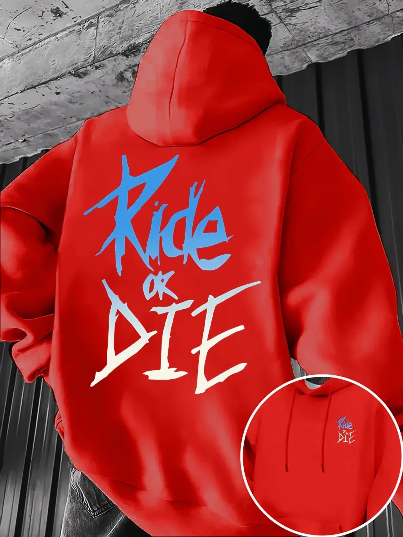 Buzo con Capucha Hombre Estampado Ride or Die Hip-Hop