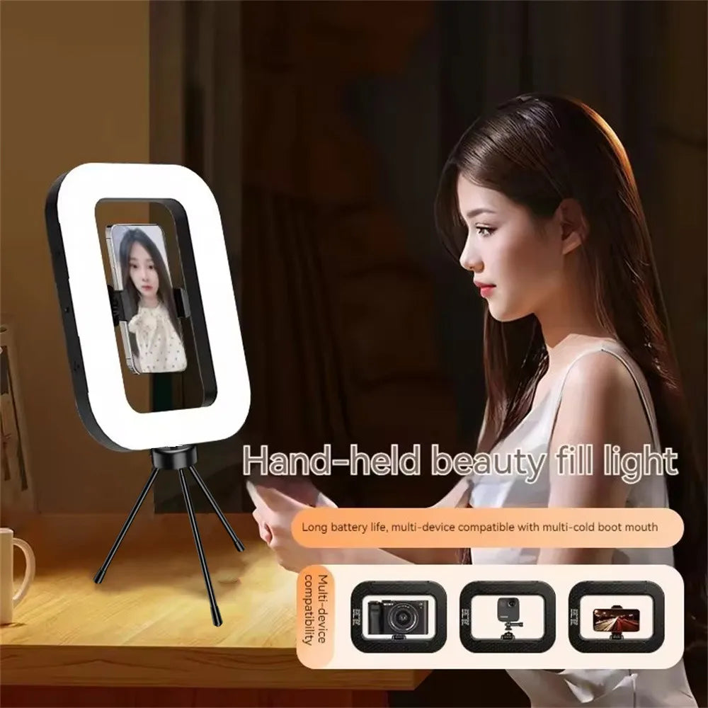 MEUYAG - Lámpara LED Cuadrada con Clip para Selfies, Iluminación para Fotografía, Grabación de Video, Transmisión en Vivo, Luz de Relleno Móvil
