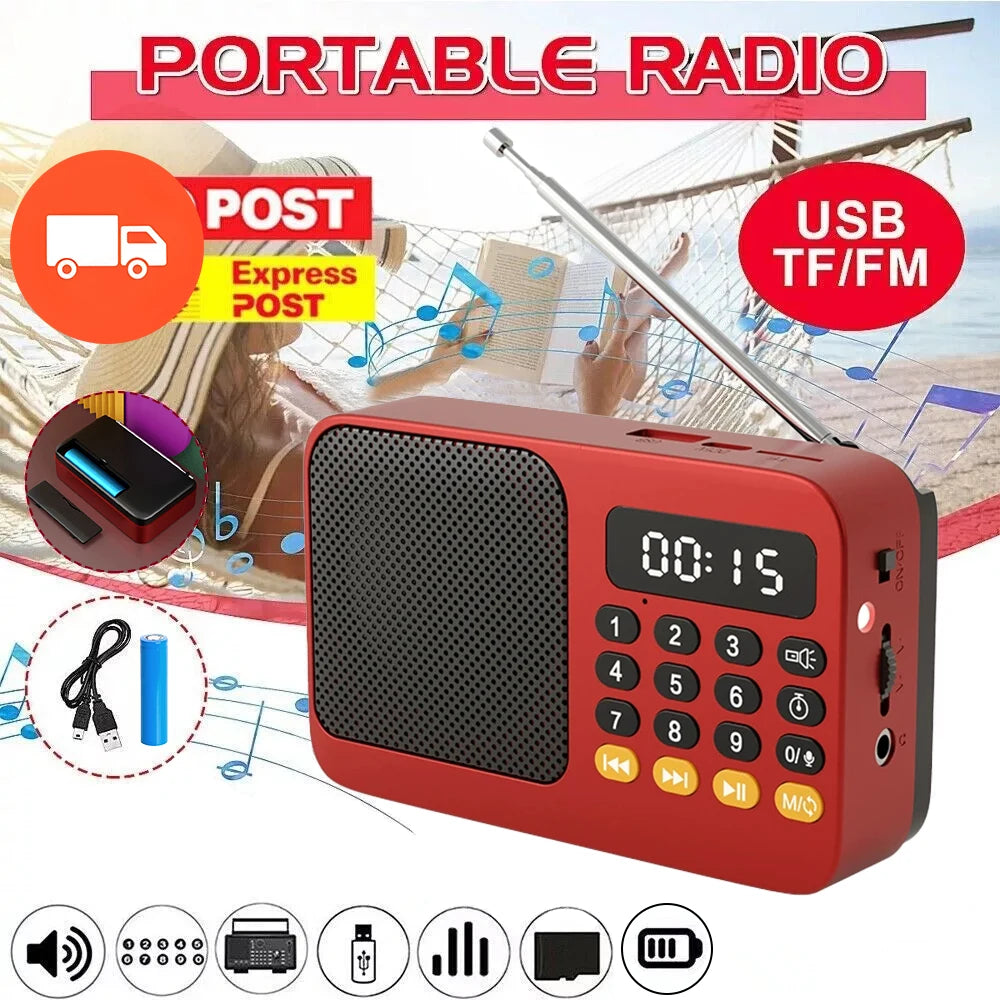 Receptor de Radios de Radio FM portátil, Altavoz Bluetooth Vintage, tarjeta TF, reproductor de música MP3 USB, grabadora con pantalla LCD