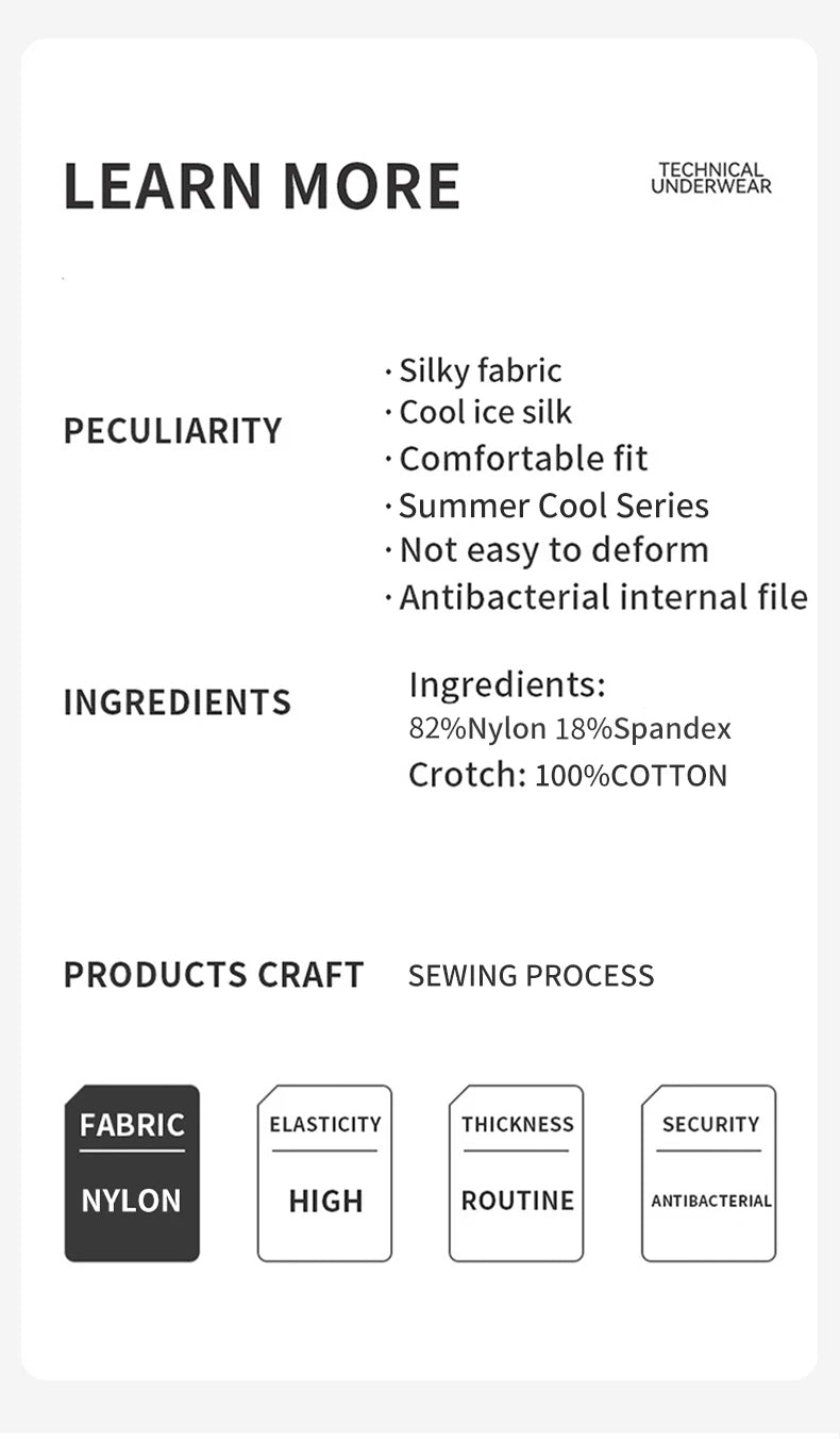 MiiOW, 3 uds., ropa interior de seda de hielo fresca para hombre, Boxers de malla transpirable, calzoncillos para hombre 7A, bragas antibacterianas en la entrepierna para hombre, calzoncillos Boxer