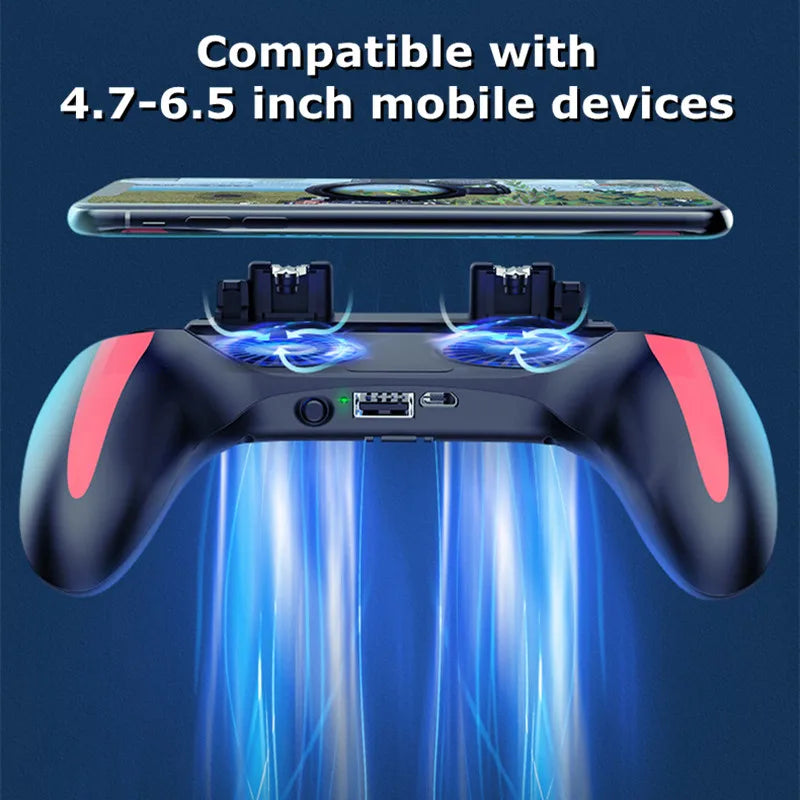 Mango de juego para teléfono móvil H10 de 4 dedos con radiador, mando de disparo, Joystick para IOS y Android, accesorios para juegos