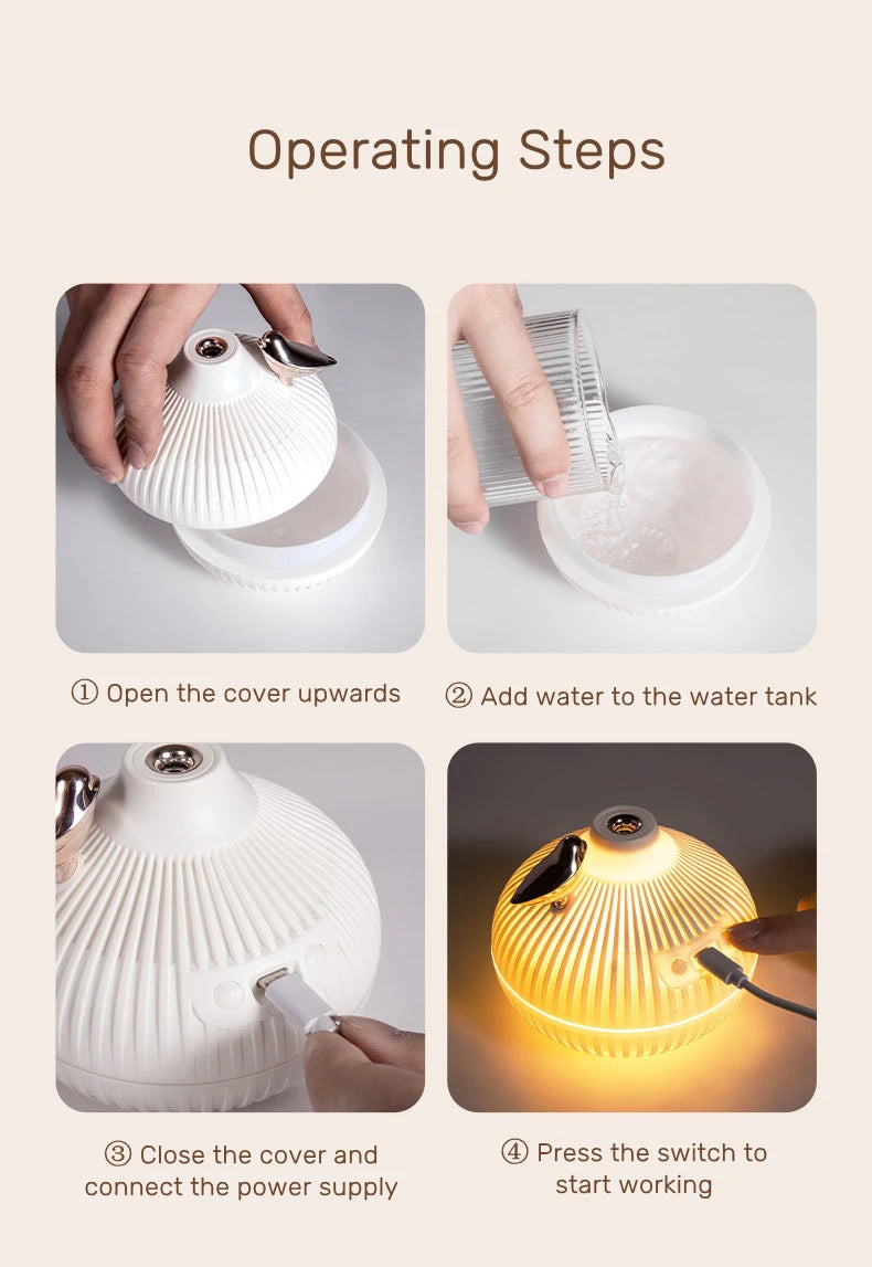 Humidificador USB 300ml con Luz LED Nocturna