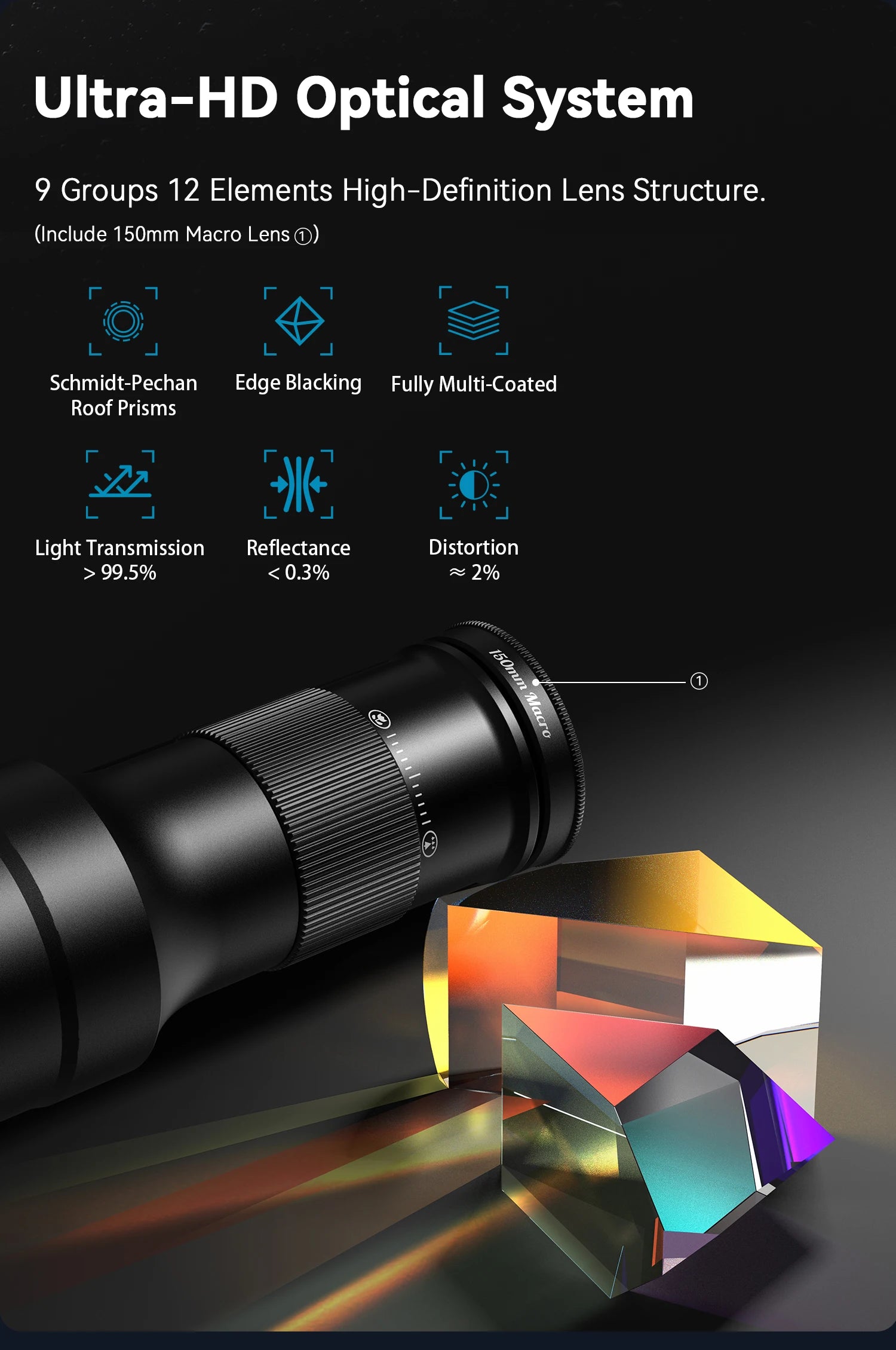 Lente Teleobjetivo 2 en 1 APEXEL 6x con Macro para Smartphone