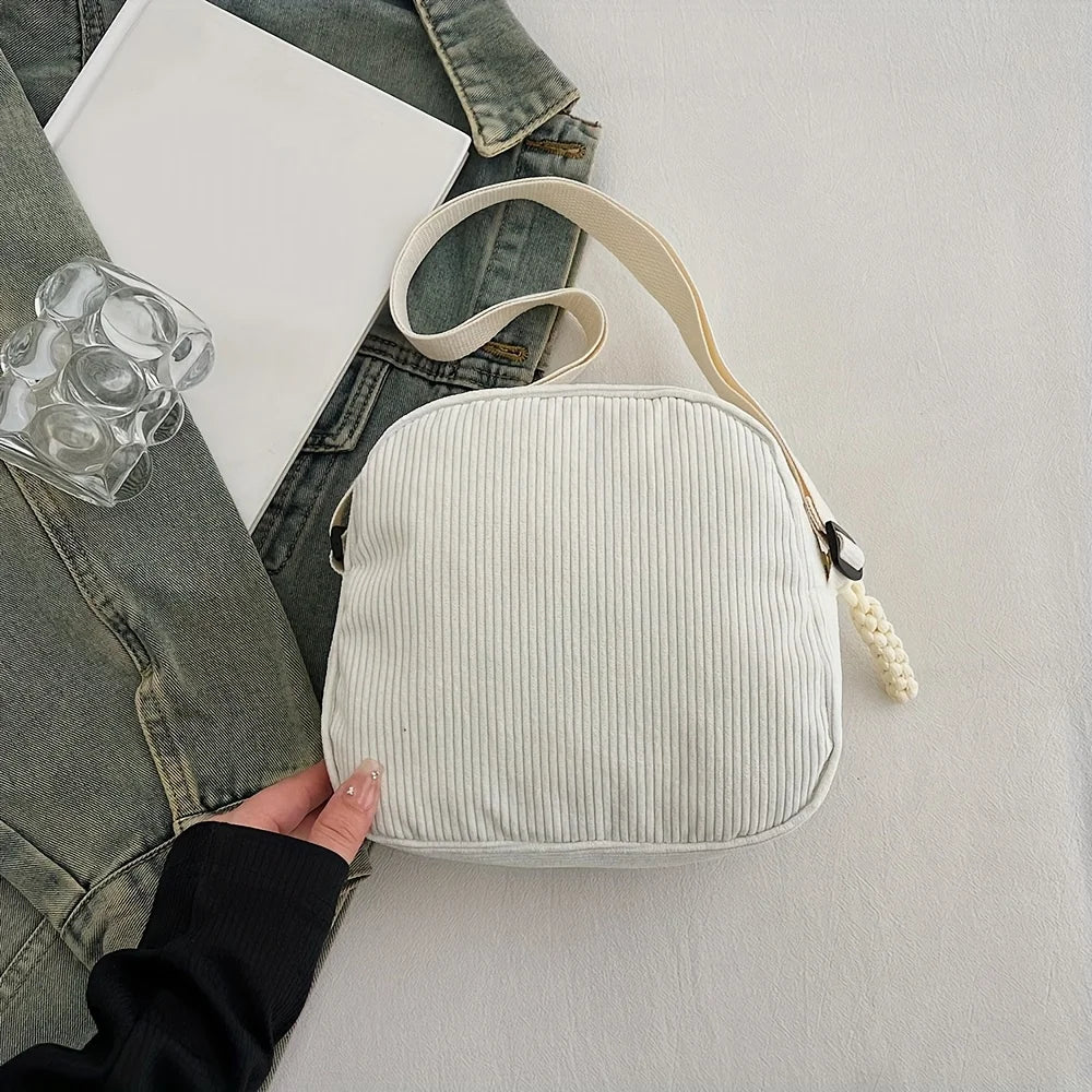 Bolso de hombro de pana Harajuku Vintage y versátil, bolso de teléfono de pana informal japonés, bolso para llaves de desplazamiento