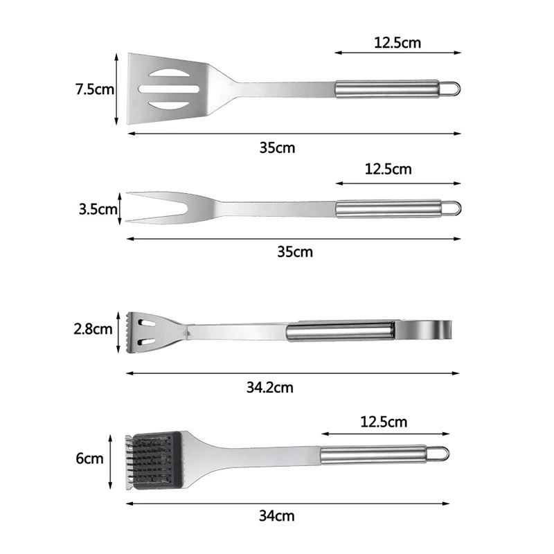 LMETJMA Juego de accesorios para parrilla de barbacoa, kit de utensilios de acero inoxidable para barbacoa con estuche, kit de utensilios prácticos portátiles para parrilla