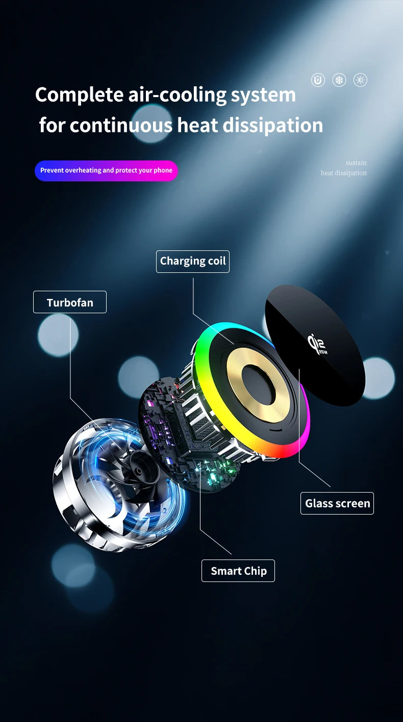 Cargador Inalámbrico Magnético Qi2.2 de 25W para Coche con Refrigeración por Aire, Estación de Carga Rápida, Soporte para Teléfono con Ventilación para iPhone 17-12 Pro Max