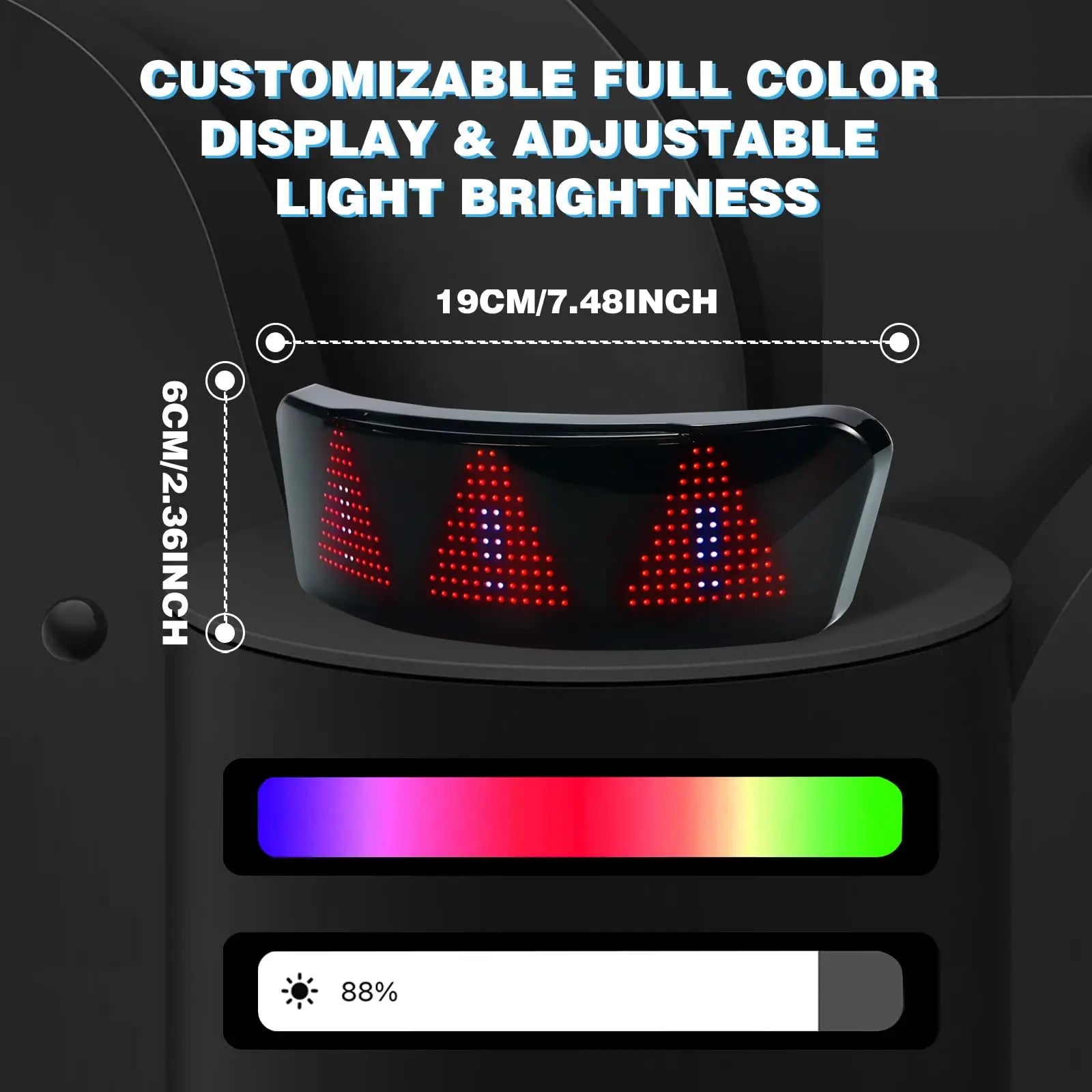 Pantalla Led para casco, luz de advertencia para casco de motocicleta, conducción nocturna, bricolaje, RGB, luz trasera para casco de bicicleta, pantalla LED programable por aplicación