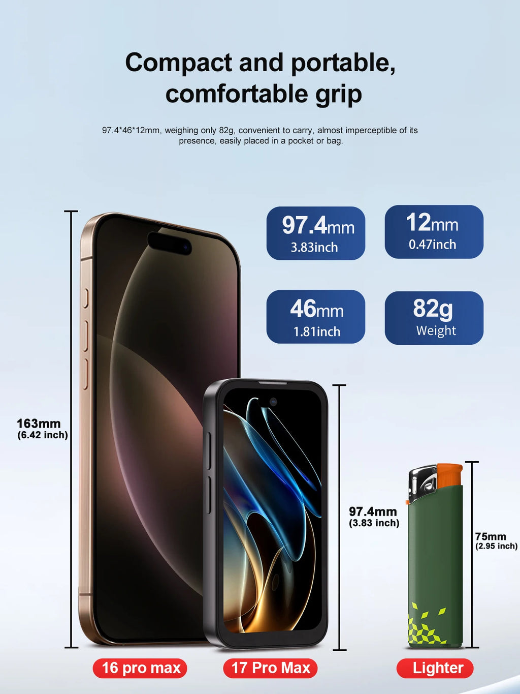 Mini Smartphone SERVO 17 PRO MAX con Pantalla Completa de 3.75'', 3G WCDMA, Doble SIM, GPS, Desbloqueo Facial, Android, Teléfono Móvil Inteligente Pequeño