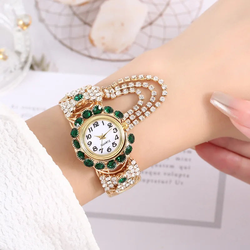 Reloj de Cuarzo de Lujo con Brazalete Dorado Mujer