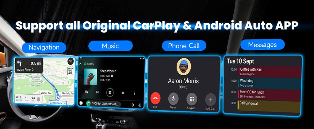 Adaptador Spedal 2 en 1 con cable a inalámbrico CarPlay y adaptador inalámbrico Android Auto Plug & Play