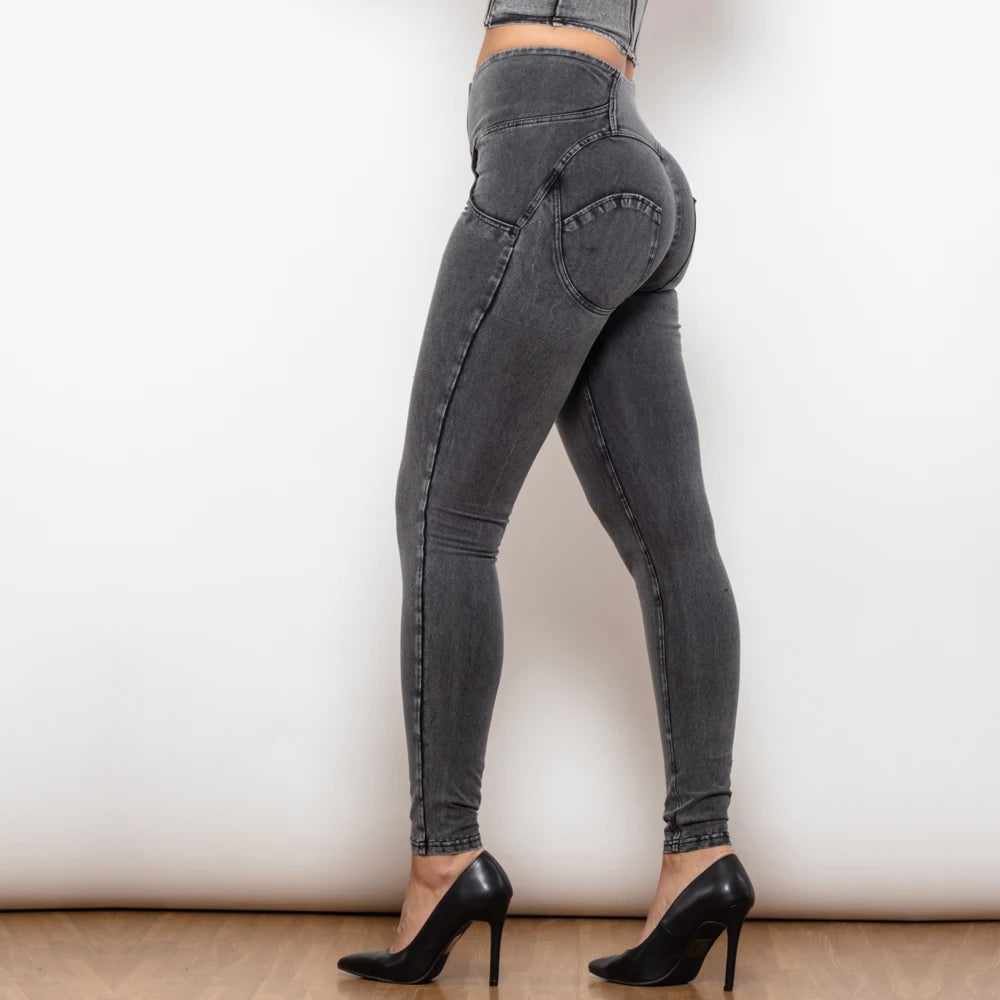 Jeggings con Botones para Mujer, Realce de Glúteos, Cintura Alta