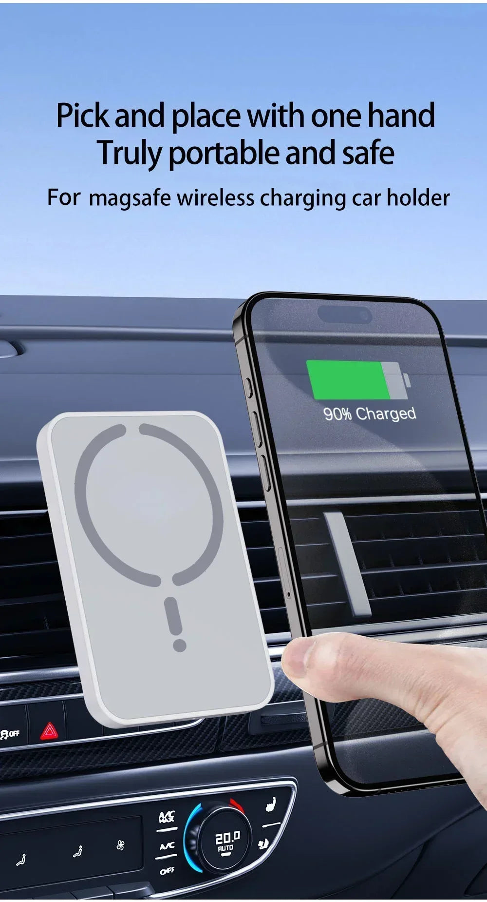 Cargador Inalámbrico Magnético para Coche, Soporte para Teléfono con Ventilación de Aire y GPS para Magsafe iPhone 17 16 15 14 13 12 Pro Max, Carga Rápida para Celular