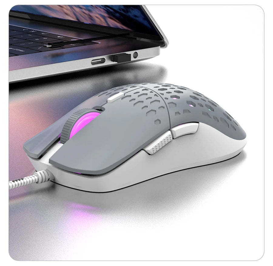 RAIKU G701-ratón con cable de 6 teclas, Mouse con iluminación colorida para juegos y oficina para Microsoft Windows y Apple IOS System