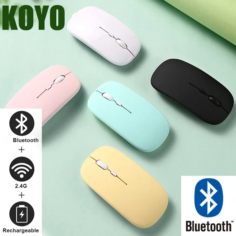 Ratón Bluetooth recargable, inalámbrico, Bluetooth, ordenador, silencioso, ergonómico, Mini ratón óptico de 2,4 Ghz para PC