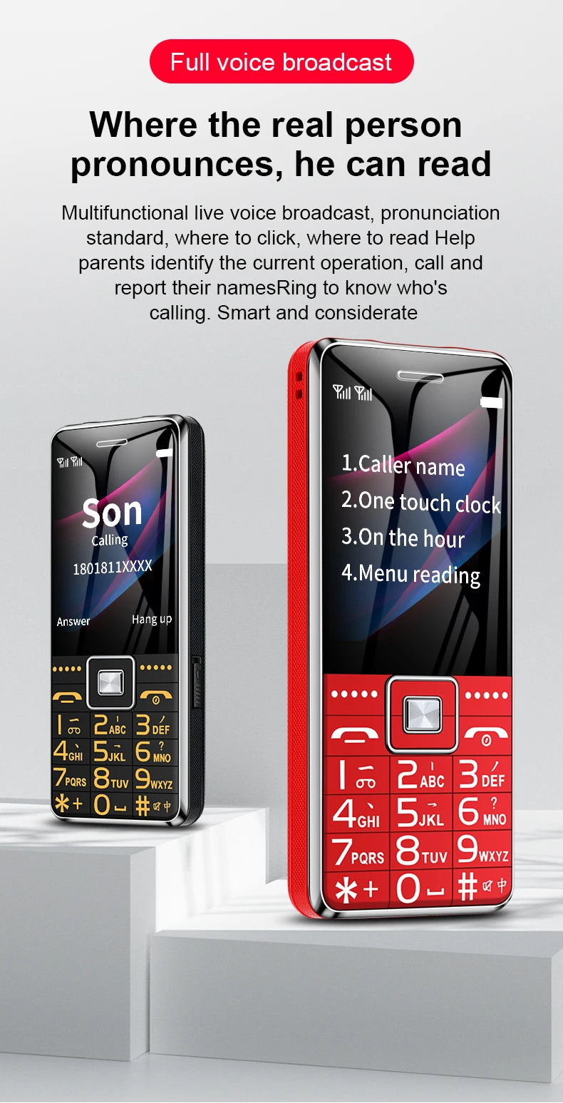 Teléfono GSM 2G BAR G600, tarjeta SIM Dual, batería de 6800mAh, tecla grande SOS, pantalla de 2,4 pulgadas, teléfono móvil para ancianos y mujeres, reccodificador de MP3