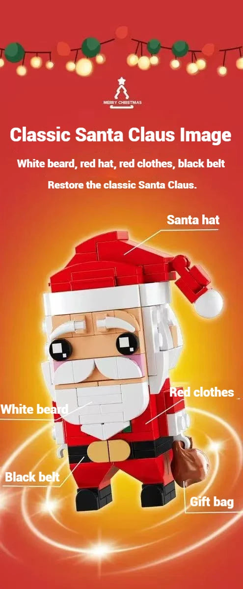 493 Uds. Juego de regalo de juguete de bloques de construcción de Navidad, ensamblaje de modelo de pingüino BrickHeadz de Papá Noel, adornos navideños para niños