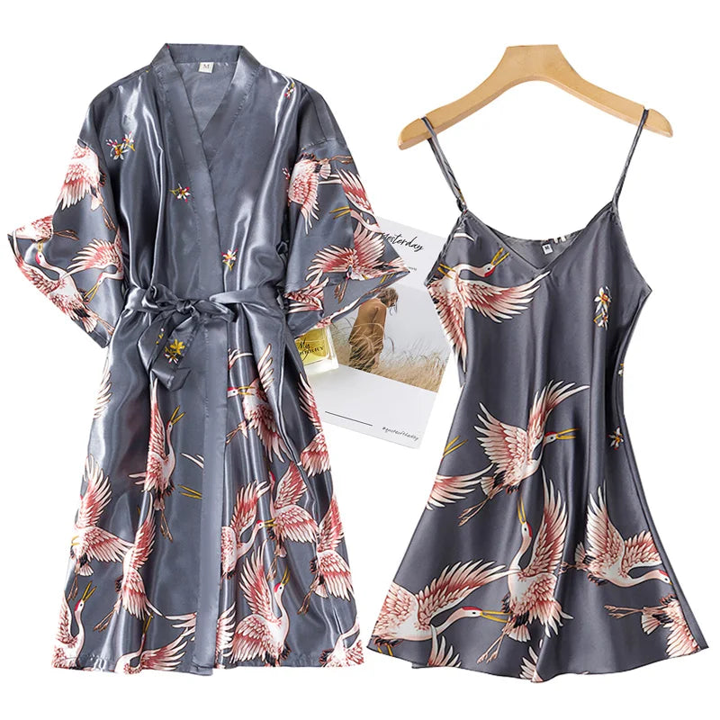 Pijama Conjunto 2 Piezas Mujer - Camisón Sedoso Cuello en V