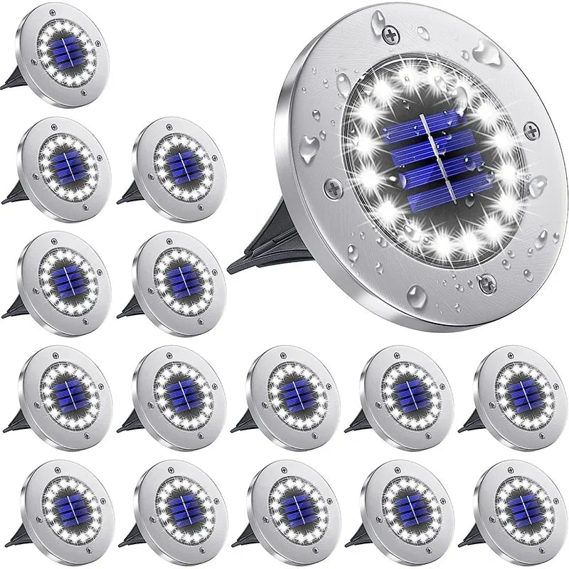 Disco de energía Solar de 20Led, luz subterránea para jardín al aire libre, foco de luz de cubierta, lámpara Led Solar enterrada, decoración de jardín