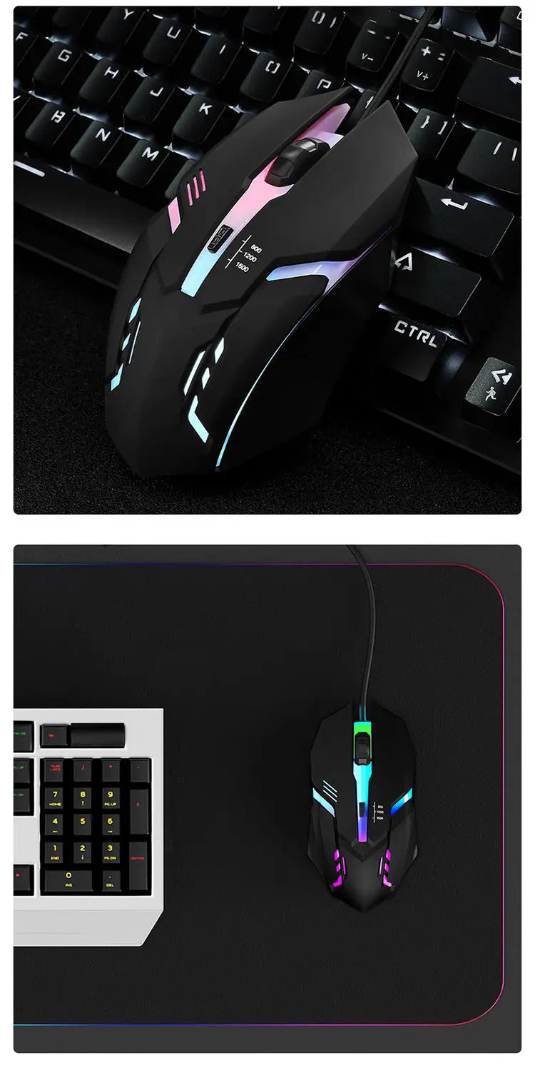 20251 PC ITLY M01 deportes LED luminoso retroiluminado USB con cable ratón para juegos para PC de escritorio portátil Oficina ordenador ratón para juegos